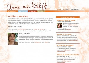 Screenshot van de WordPress website www.annevandelft.nl